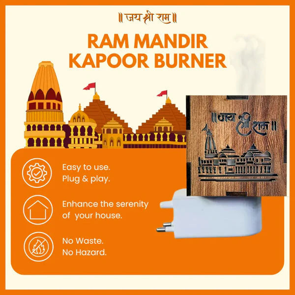 3-in-1 Ayodhya Ram Mandir Karpoor Burner & Night lamp