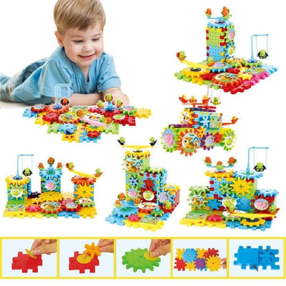 Battery Operated 81pcs Rotating Building Blocks with Gears for STEM Learning